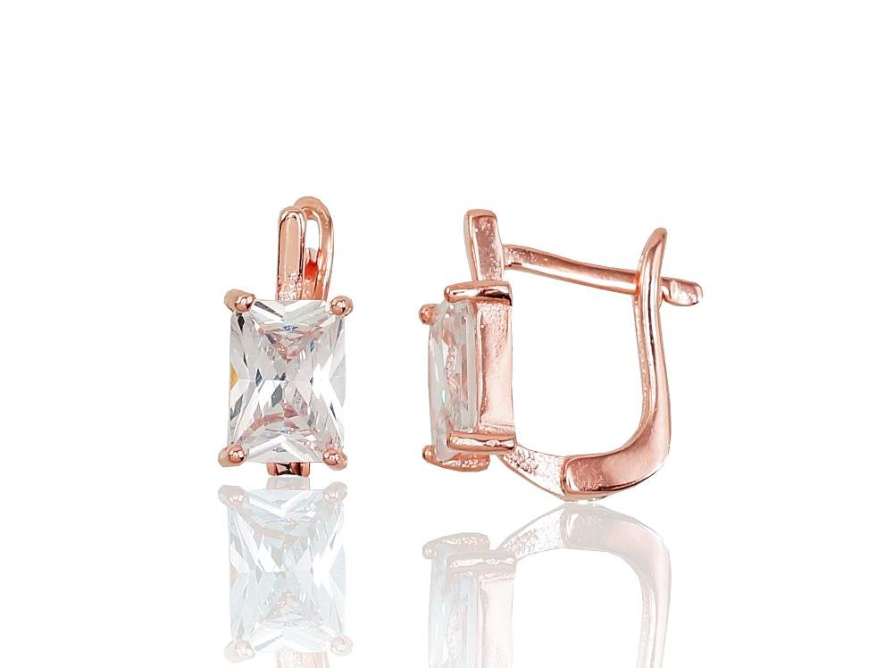 Silver earrings with 'english' lock with Zirkons