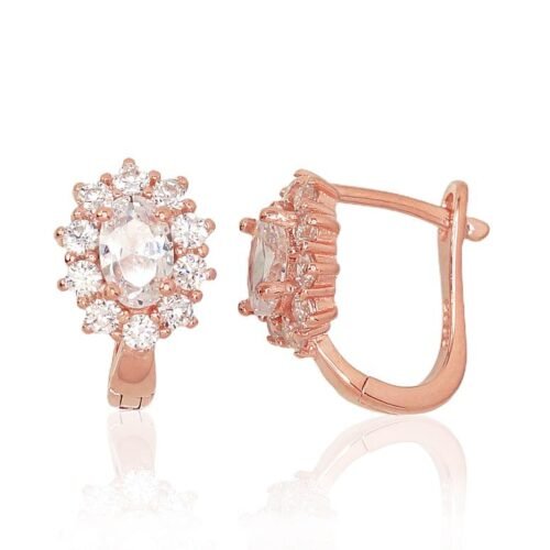 Silver earrings with 'english' lock with Zirkons