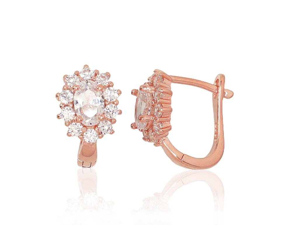 Silver earrings with 'english' lock with Zirkons