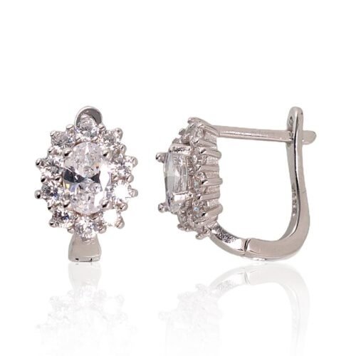 Silver earrings with 'english' lock with Zirkons