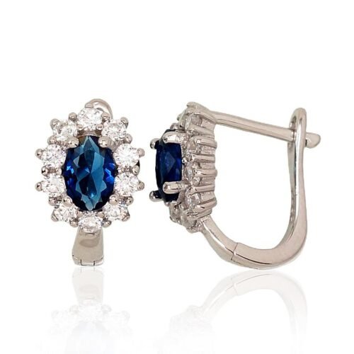 Silver earrings with 'english' lock with Zirkons