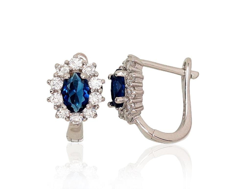 Silver earrings with 'english' lock with Zirkons