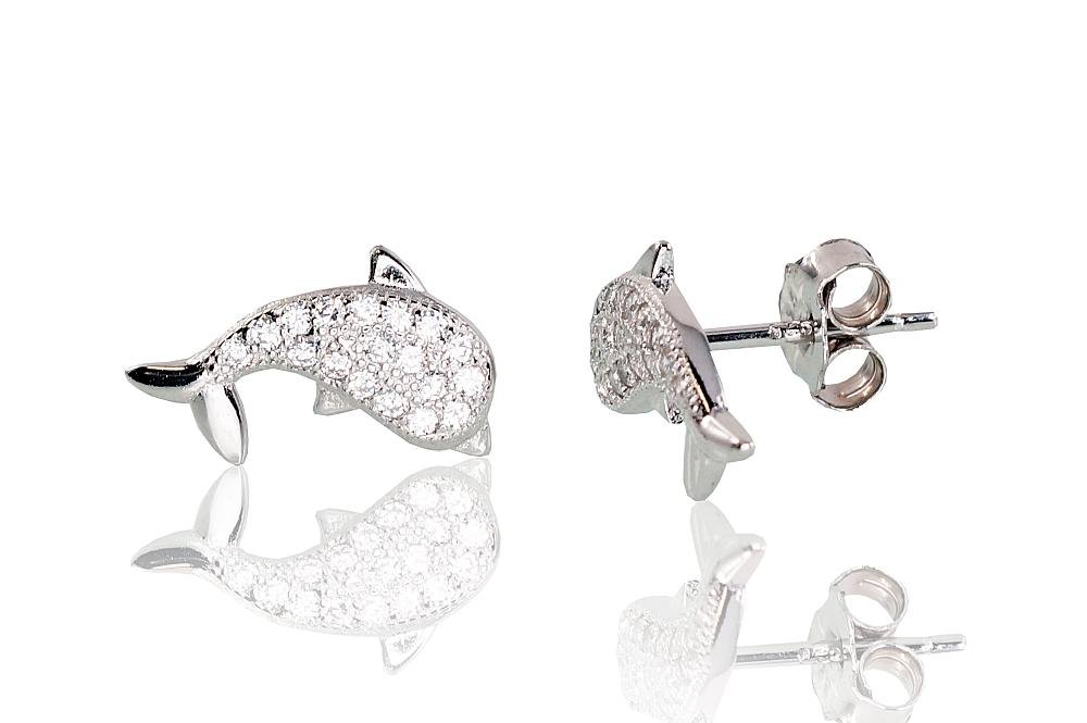 Silver stud earrings with Zirkons