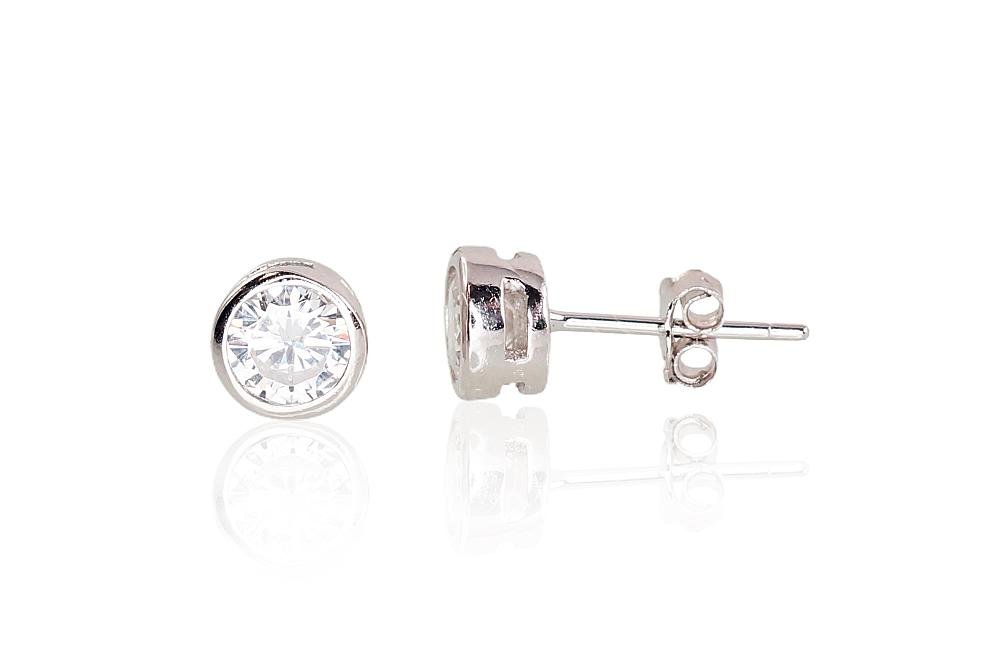 Silver stud earrings with Zirkons