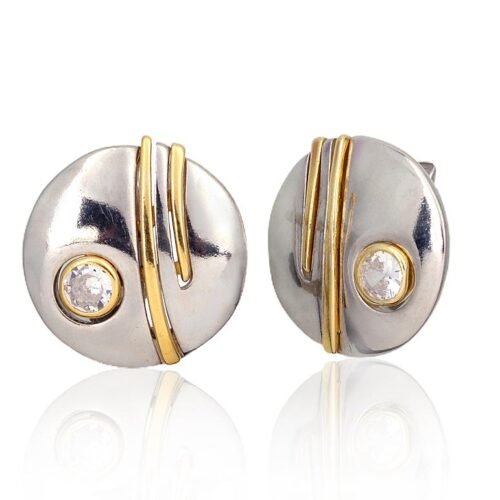 Silver earrings with 'english' lock with Zirkons