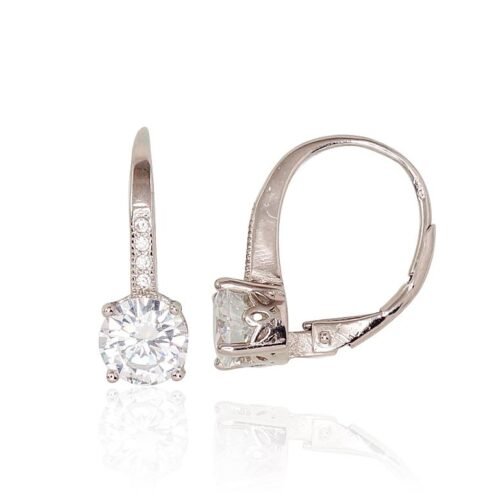 Silver earrings with 'english' lock with Zirkons