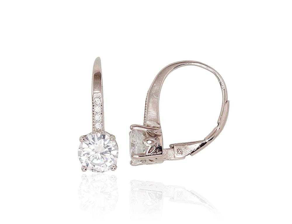 Silver earrings with 'english' lock with Zirkons