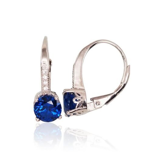 Silver earrings with 'english' lock with Zirkons