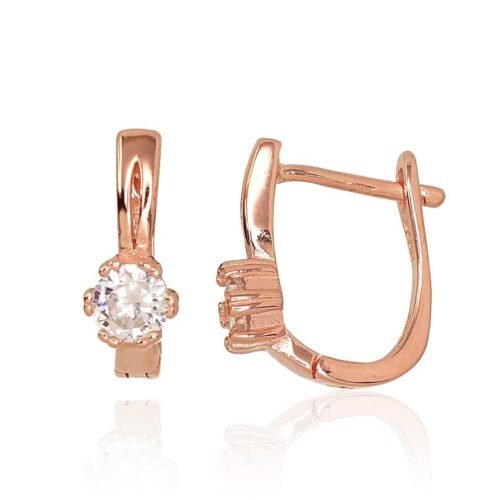 Silver earrings with 'english' lock with Zirkons