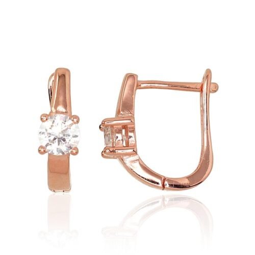 Silver earrings with 'english' lock with Zirkons