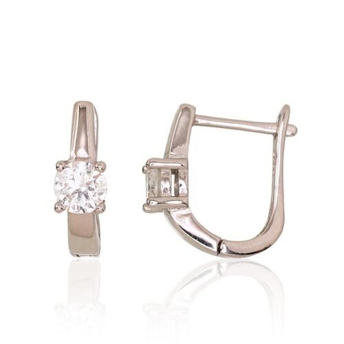 Silver earrings with 'english' lock with Zirkons