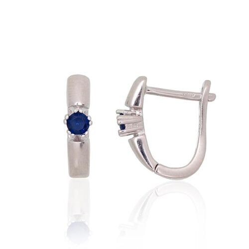 Silver earrings with 'english' lock with Zirkons