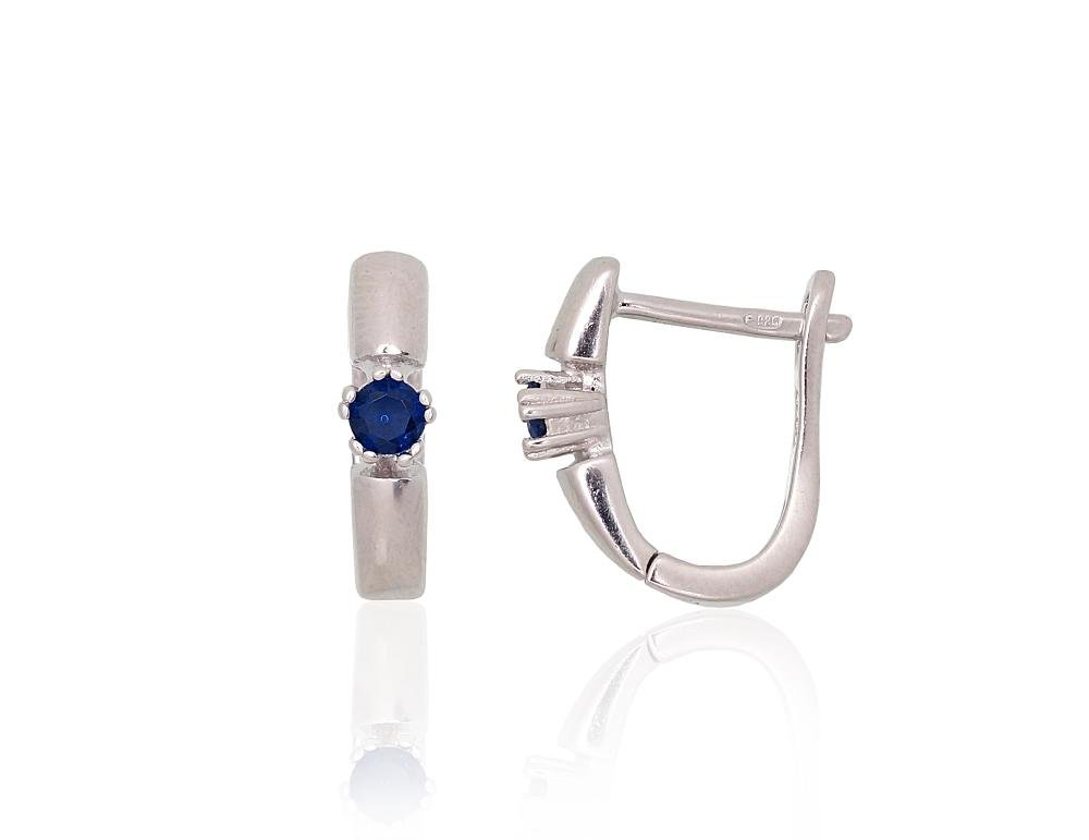 Silver earrings with 'english' lock with Zirkons