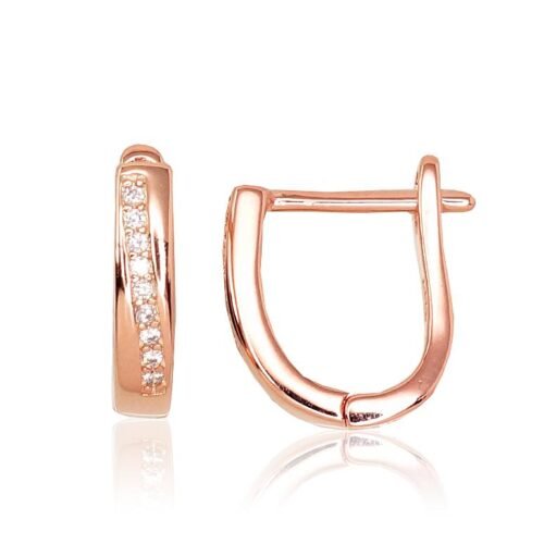 Silver earrings with 'english' lock with Zirkons