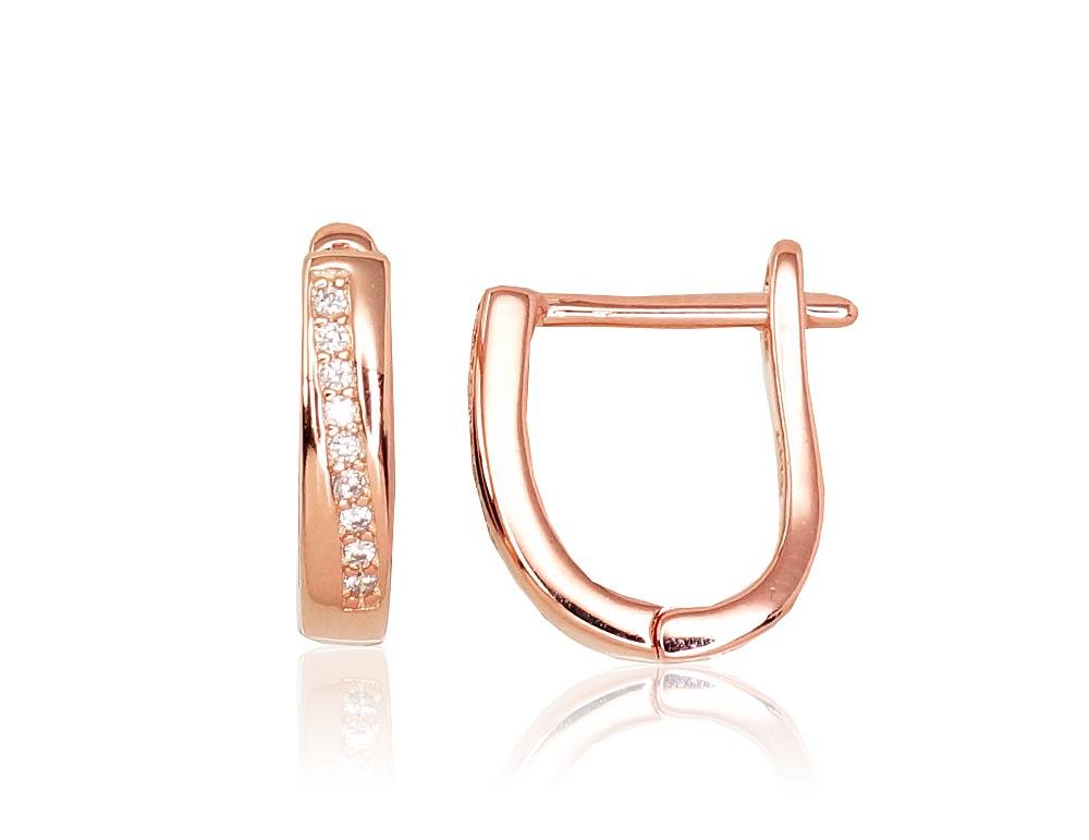 Silver earrings with 'english' lock with Zirkons
