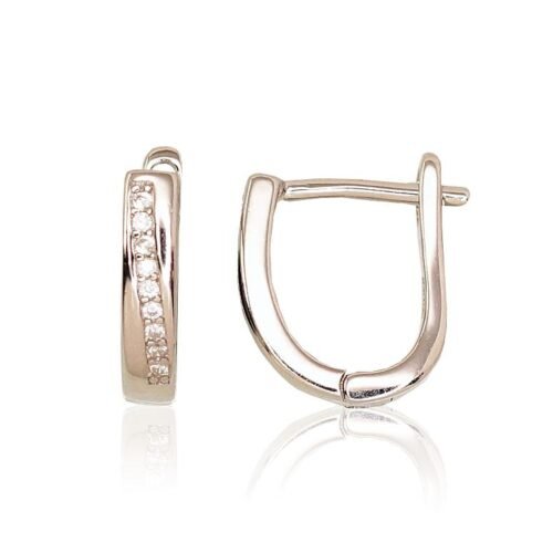 Silver earrings with 'english' lock with Zirkons
