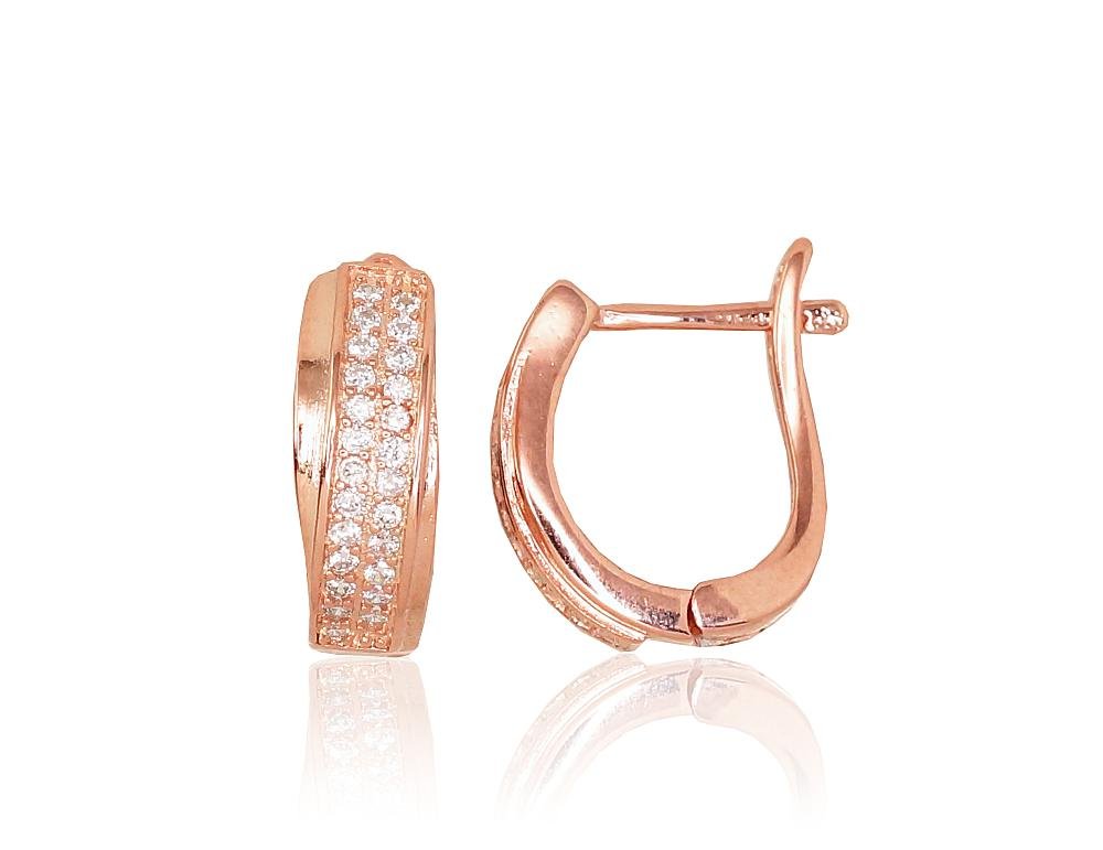 Silver earrings with 'english' lock with Zirkons