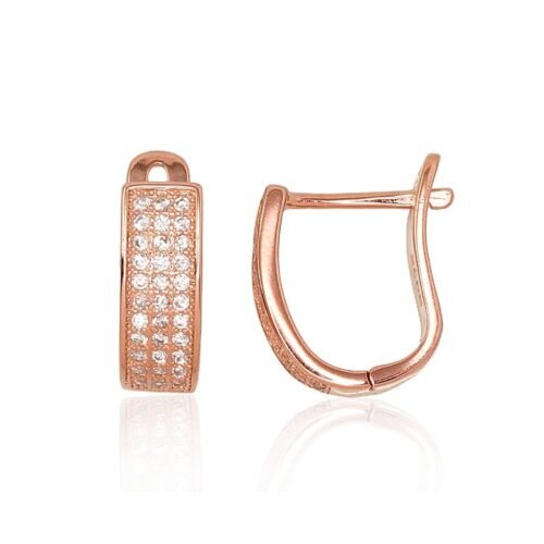 Silver earrings with 'english' lock with Zirkons
