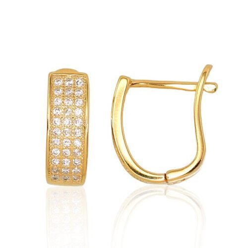 Silver earrings with 'english' lock with Zirkons