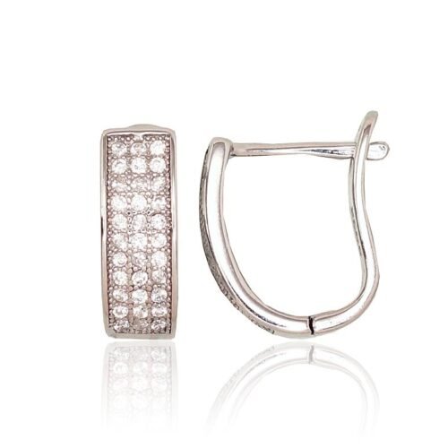 Silver earrings with 'english' lock with Zirkons