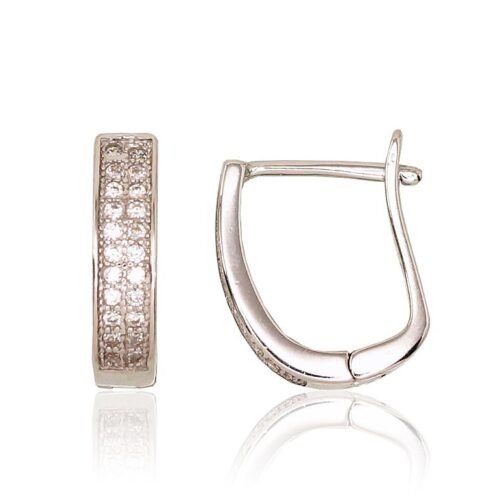 Silver earrings with 'english' lock with Zirkons