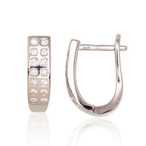 Silver earrings with 'english' lock with Zirkons