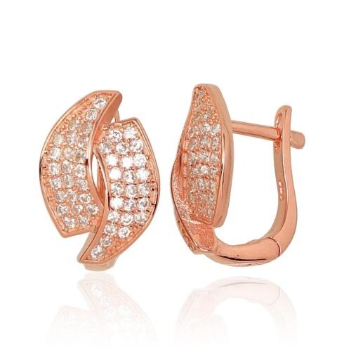 Silver earrings with 'english' lock with Zirkons