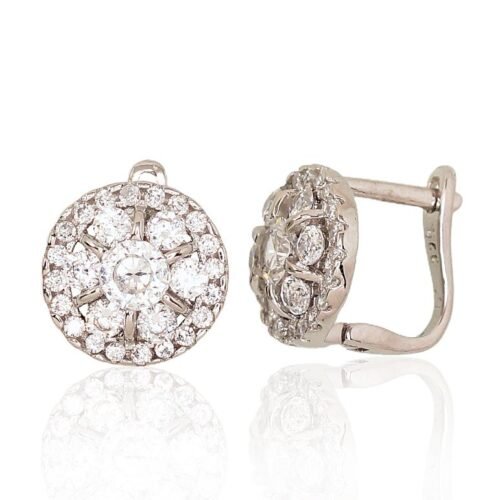 Silver earrings with 'english' lock with Zirkons