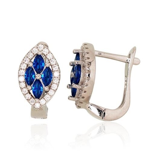 Silver earrings with 'english' lock with Zirkons
