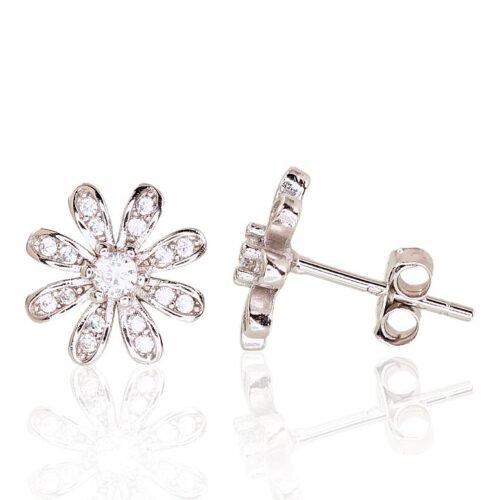 Silver stud earrings with Zirkons