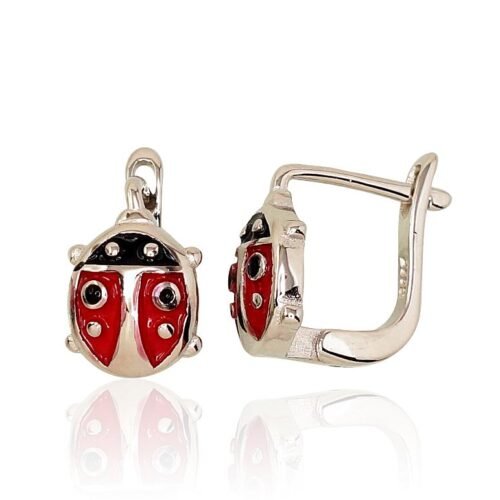 Silver earrings with 'english' lock with Jewelery enamel