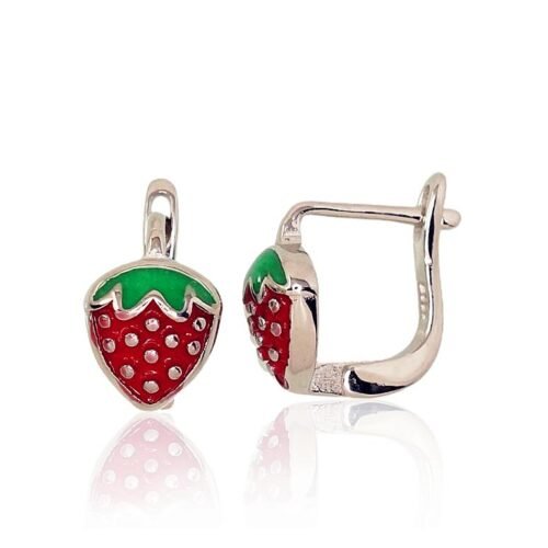 Silver earrings with 'english' lock with Jewelery enamel