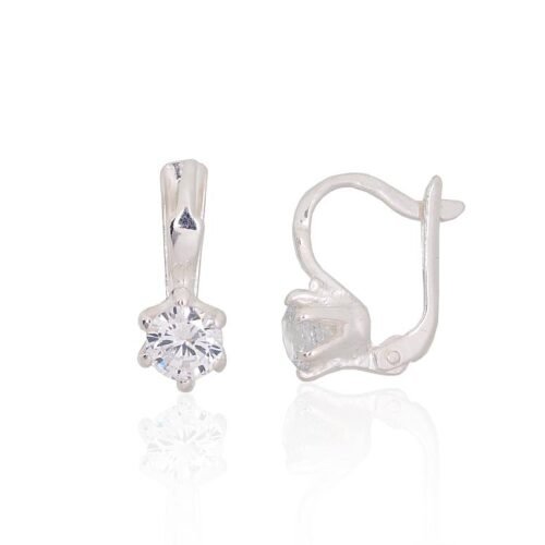 Silver earrings with 'english' lock with Zirkons