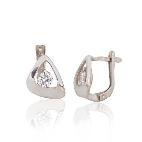 Silver earrings with 'english' lock with Zirkons