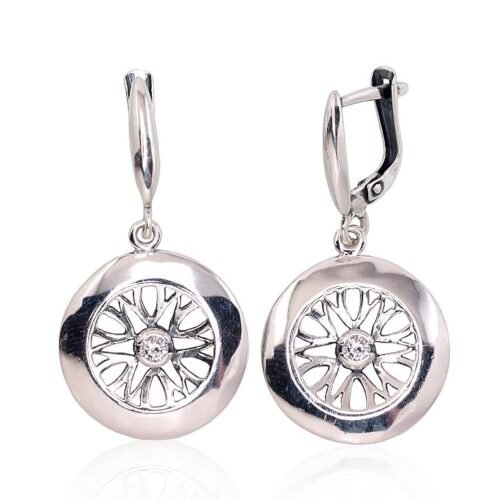 Silver earrings with 'english' lock with Zirkons