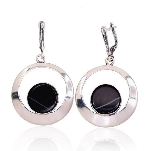 Silver earrings with Agate