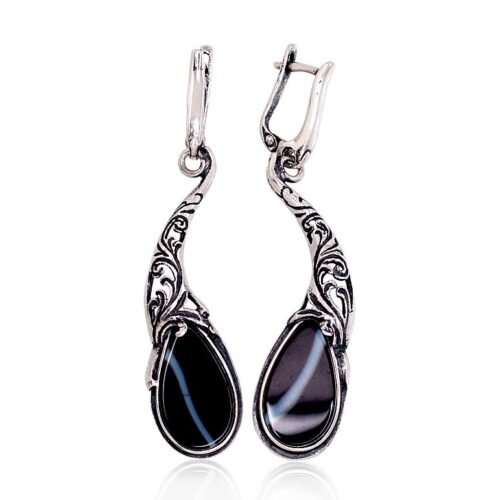 Silver earrings with Agate