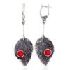 Silver earrings with Coral (Imitation)