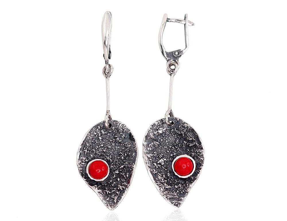 Silver earrings with Coral (Imitation)