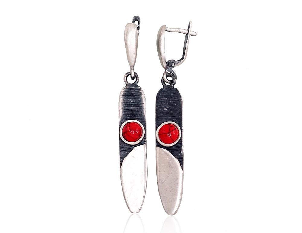 Silver earrings with Coral (Imitation)
