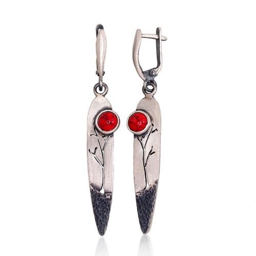 Silver earrings with Coral (Imitation)