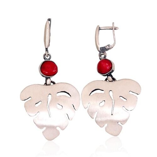 Silver earrings with Coral