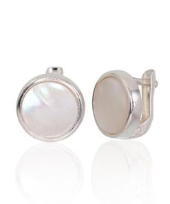 Silver earrings with 'english' lock with Mother-of-pearl