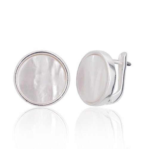 Silver earrings with 'english' lock with Mother-of-pearl