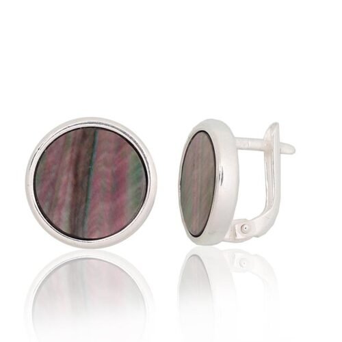 Silver earrings with 'english' lock with Mother-of-pearl