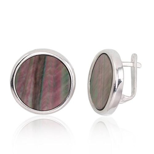 Silver earrings with 'english' lock with Mother-of-pearl