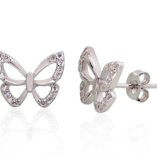 Silver stud earrings with Zirkons