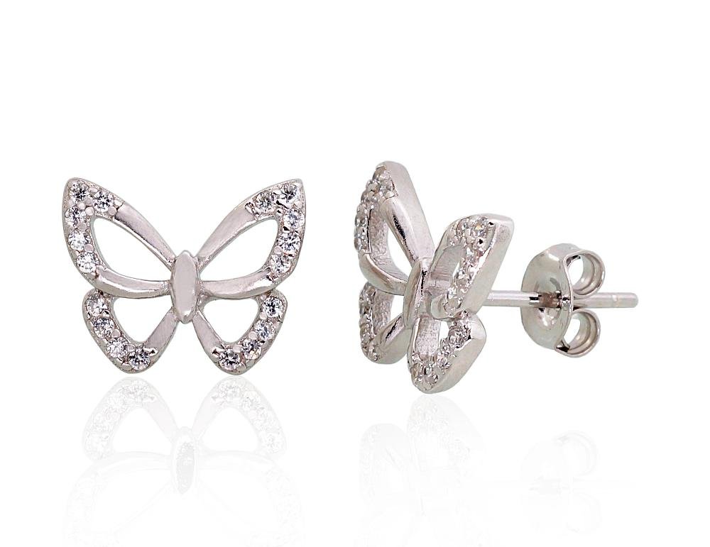 Silver stud earrings with Zirkons