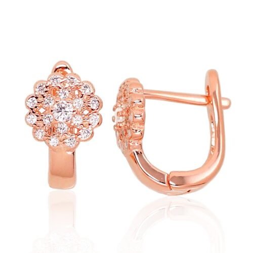 Silver earrings with 'english' lock with Zirkons