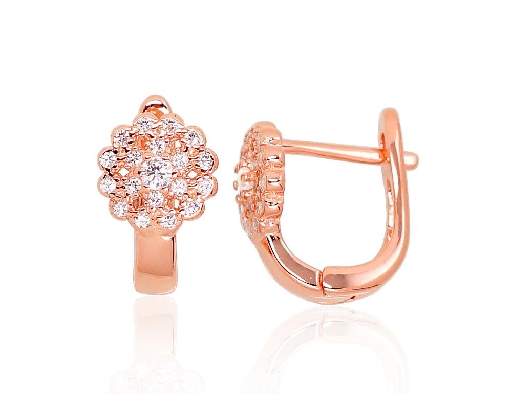 Silver earrings with 'english' lock with Zirkons